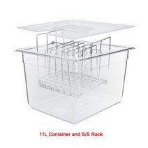 수비드머신 통돌이오븐 양갈비 수비드 스테이크 스테인레스 스틸 Sous Vide Rack 및 11L Cooker Containers 침수 식 순환 기용 분리형 분배기 분리기 세트, 랙 N 11L 컨테이너_중국