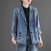 여성 데님 청자켓 코디 봄 청바지 자켓 캐주얼 루즈핏 숏 코트