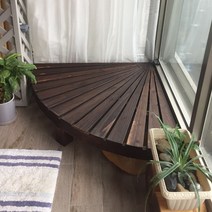 발코니 코너 선반 장식 나무 원목 틈새 벽 수납, 부채꼴 모양- 90x50cm 배꽃고동색
