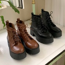 워커코디 레이스업 발편한 플랫폼 통굽 워커 7cm