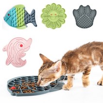 강아지자동급식기 고양이자동급식기 애견 자동급식기 물고기 모양 실리콘 그릇 dog lick mat slow feed food bowl for small medium dogs 치료, 푸른 물고기
