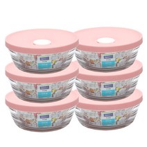 [세정컴퍼니] 글라스락 쿠킹볼 냉동밥보관용기 전자렌지용기, 310ml 핑크 6P