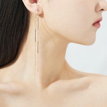 노이드비 써지컬스틸 사각체인 롱 드롭귀걸이