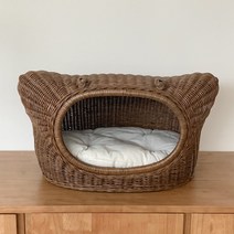 [소품톡톡] 라탄고양이집 라탄하우스 라탄강아지집 캣하우스 반려견집 하우스, 브라운S