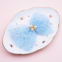 헤어보우 진주 스파클링 헤어핀_스카이