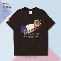 파리 로고 티셔츠 남녀 국가 복고 개성 프랑스국기, C40-클래식 반팔 다크 초콜릿 A, T01-XS 4050kg