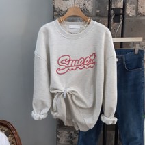 상상그이상 여성용 국내제작 스위트 기모 맨투맨 루즈핏 고급스런 자수 레터링 포인트 부드러운 가성비 좋은 가볍고 따뜻한 구김없는 귀여운 데일리 꾸안꾸룩 편하게 입을 맨투맨