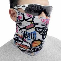 귀에거는 페이스커퍼 마스크형 귀걸이 햇빛차단 뒷목가리개 화려한패턴, 전사스카프(화이트)
