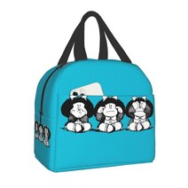 Mafalda 휴대용 방수 점심 도시락 가방 여성 절연 피크닉 쿨 백 아침 학교 재사용 가능 음식 상자, 18