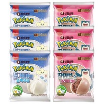 삼립 포켓몬빵 신제품 출시 호빵6개 띠부실 피카츄 이브이의 솔티드 깜지곰의 달콩 꿀단지팡 황치즈 크림빵 부스터의 어니언 크림치즈빵, 크리미단팥3개+순백우유3개(총6개)