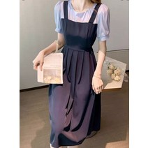 여성 나들이 러블리한 기본핏 반팔 쉬폰 롱 원피스 결혼식 하객룩 빅사이즈 77