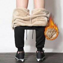 캐주얼 따뜻한 벨벳 두꺼운 양모 레깅스 바지 남성용 탄성 허리 중간 길이 스포츠 포켓 팬츠 겨울109559