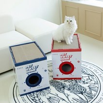 펫스윗홈 고양이 숨숨집 하우스 박스집 스크래쳐 미니캣타워 대형, 레드