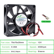 ACP7020 7cm 70mm 냉각 팬 70x70x20mm 섀시 전원 충전기 및 변압기 용 DC12V 24V 2 핀 냉각 팬, 12v 슬리브