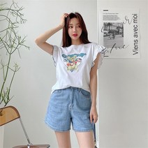 [BELLE] [BELLE] 여성 여름 프릴 토끼 나시 티셔츠