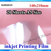 투명도 A4 사이즈 (297x210mm) A5 잉크젯 프린터 인쇄 필름 신제품 10 개입, 02 A5 20 Sheets