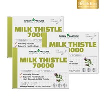 그린파스처 뉴질랜드 밀크씨슬 70000mg 고함량 프리미엄 엉겅퀴 간영양제, 3개, 200정