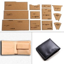 가죽 공예 전문가 입문자 초보 키트 만들기 올인원 세트 1set diy 크래프트 종이 템플릿 새로운 실용적인 남성 비즈니스 짧은 지갑 패턴 diy 스텐실 바느질 패턴, 한개옵션0