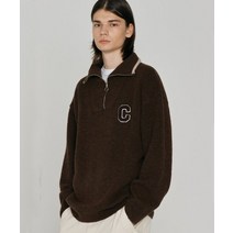 COVERNAT C 로고 모헤어 하프집업 니트 브라운