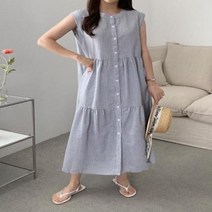 세로스트라이프 민소매 코튼 티어드원피스 1101750