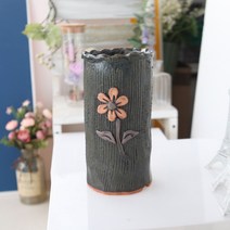 [인아트스튜디오] 실속특가 중형 빗살 원기둥 (8종/택1) - 원형 다육 예쁜 도자기 금 분재 꽃 긴 넝굴, 1-네이비(빗살 둥근줄기꽃)