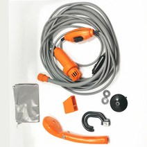 캠핑 샤워기 샤워백 휴대용 야외 해변샤워기 캠핑 아웃도어 샤워 car washer 하이킹 샤워 12v electric pressure pump with 20l bucket, 주황색
