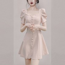 원피스 프렌치 빈티지 슬림 A 라인 드레스 높은 표시 뉴타임즈