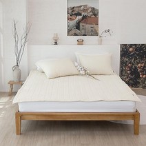 [천삼백케이] [천솜이] 비앙카 목화솜 초고밀도100수 순면침대패드2장(K 160 200), 베이지+베이지