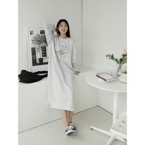 캐주얼 임부복 편한 라운드넥 맨투맨 플라워 자수 롱 원피스 (3color)