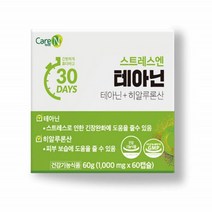 케어엔 스트레스엔 테아닌 L테아닌 히알루론산 긴장 완화 피부 보습 대두레시틴 GMP 건강기능식품, 60캡슐, 1000mg