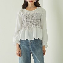 솔로이스트 페미닌 뷔스티에 스모킹 블라우스 SADN1143
