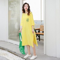 SAMARA 데일리 심플 원피스 형티셔츠 형광색 롱원피스
