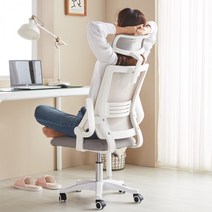 연대의자 연세대 중고생 중학생 고3 메쉬 의자 사무용의자브랜드, 04 헤드형 크림(화이트)프레임 - 아이보리방석