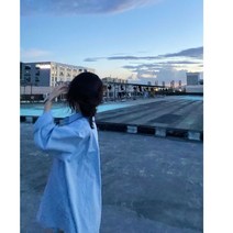 바스락 소라색 블라우스 셔츠 남방 여성 여름 롱