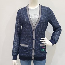 임페리얼 골프웨어 여성 이월상품 봄 프린트 레이스 V넥 가디건 (네이비)