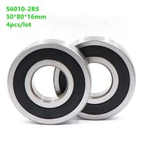 4개 몫 S6010-2RS s6010rs 스테인레스 스틸 깊은 홈 볼 베어링 50x80x16mm 2rs 50 80 16 ABEC-5 이중 고무, 한개옵션0