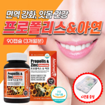 캐나다 프로폴리스 목 잇몸 에 좋은 환절기 구강 항균 건강 아연 영양제 면역력 높이는 어린이 50대 잇병 추출물 면역 더한 플러스 60알 약 치아 항산화 캡슐 플라보노이드 여성, 1개(90캡슐)