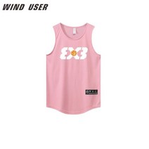 등산조끼 남성 남자 러닝 조끼 야외 거리 농구 체육관 민소매 편지 인쇄 프린팅 셔츠 퀵 건조 피트니스 보디 빌딩 탱크 탑, [02] L, [06] pink