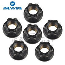 Wanyifa 티타늄 너트 M6M8M10M12M14M16 Torx 플랜지 육각 너트 오토바이 리어 액슬 6pcs, M14 1.5Pitch+Black