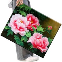 FASEN 사은품+액자 캔버스형보석십자수 DIY세트 라운드 비즈 40 X 50cm, FSE12.부귀모란