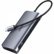 유그린 9in1 C타입 HDMI/기가랜/멀티허브/100W PD충전/카드리더기, 다크실버