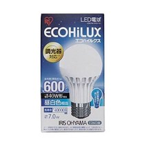 아이리스오야마 LED 전구 조광기 대응 꼭지쇠 직경 26mm 40W형 상당 주백색 하방향 타입 밀폐형 기구 에코하일룩스 LDA7NHDV1 342234