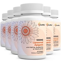 Cenffitio 500mg 캡슐겔스 켄피티오 리포소말 리포좀 아피게닌 피세틴 케르세틴 테아플라빈, 60 Count (Pack of 6)