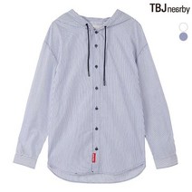 티비제이 남성 오버핏 제원단후드 스트라이프 셔츠 T191SH200P