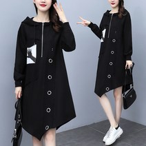 잇츠스타일 [L~5XL] 웨스턴 유니크 디자인 캐주얼 루즈핏 후드 원피스