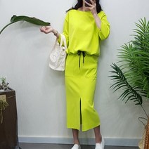 제이후 무지 스트링 맨투맨 앞트임 롱스커트 트레이닝 세트