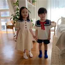 바로배송 남매마린프레피룩 여름상하복 남매룩 커플룩 여아원피스 남아상하세트 유아원피스 키즈상하복