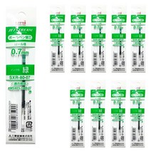 유니 제트스트림 리필심 SXR-80-07 혼합색상 10개 3색펜 4색펜 멀티펜 전용 0.7mm, SXR-80-07 녹10개(흑0청0적0녹10)