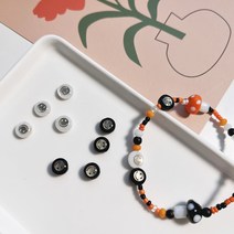 [4개]관통형 8mm 원형 인사이드 골드스마일 자개 3-402-1비즈 공예 DIY 재료, 글래스블랙