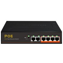TEROW 6 포트 POE 스위치 IP 카메라/무선 AP/CCTV 카메라 시스템용 52V 내장 전원 10Mbps/100Mbps 이더넷 네트워크, 01 Black
